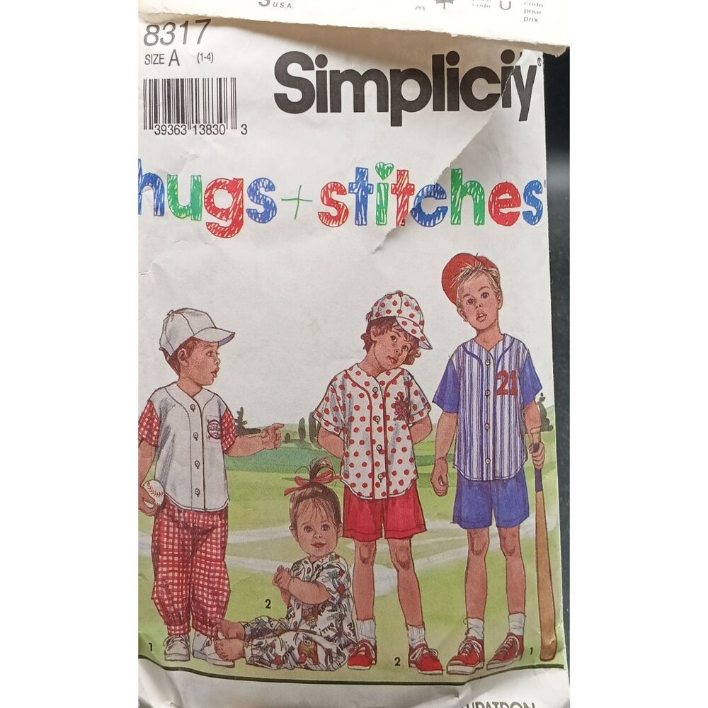 Vintage Simplicity 8317 Toddlers Sewing Pattern For Shorts Shirt & Cap Size A